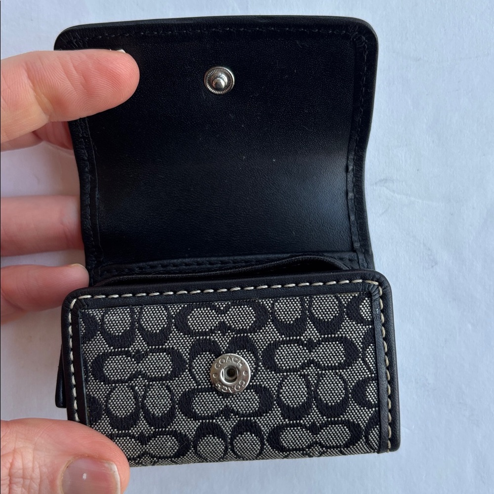Vintage Coach Signature Black Gray Contact Case Y2K Mini Compact Makeup Stash - Picture 5 of 17